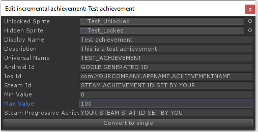 Achievement details set